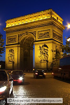 Arc de Triomphe, Paris, Dusk