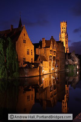 Bell Tower, Reflection, Dusk, Brugge