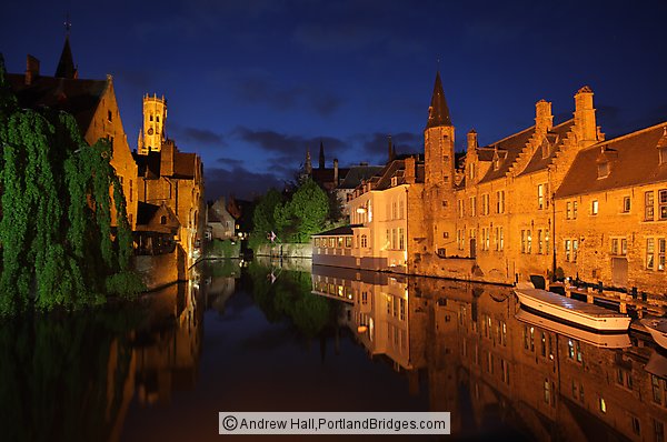 Bell Tower,  Canal Reflections, Dusk, Brugge