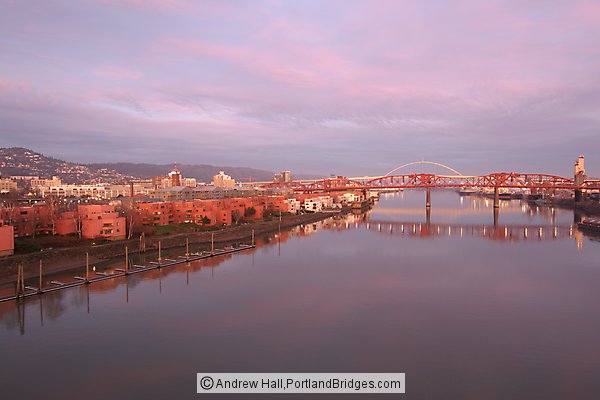 McCormick Pier, Broadway Bridge, Willamette River Reflection, Morning (Portland, Oregon)