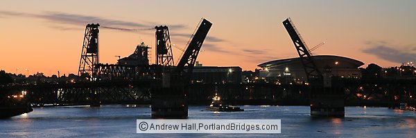 Burnside Bridge Open, Steel Bridge, Rose Garden Arena, Dusk (Portland, OR)