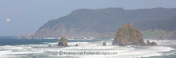 Cannon Beach, Haystack Rock, Panoramic