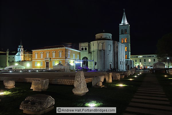 Cathedral, Roman Forum at Night, Zadar, Croatia