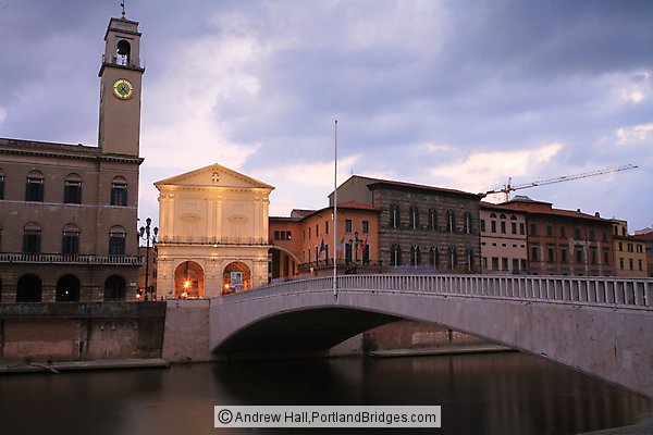 Ponte di Mezzo, Torre dell'Orologio, Pisa, Italy