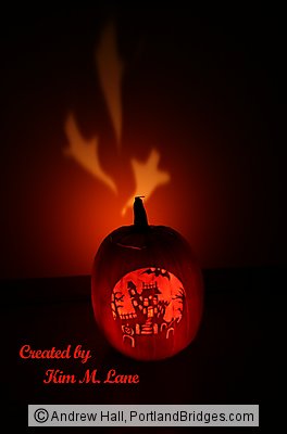 Halloween Jack-O-Lantern carved by Kim Lane (Portland, Oregon)