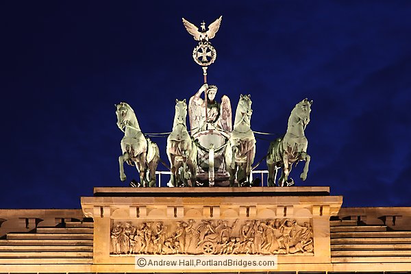 Quadriga at top of Brandenburg Gate, Night, Berlin