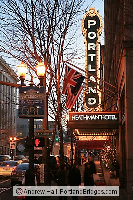 Portland Sign, Heathman Hotel, Broadway, Schnitzer Concert Hall