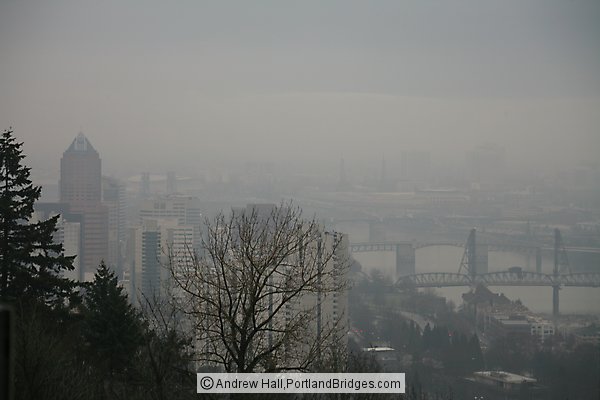 Portland Riverfront, Hazy, View from Above