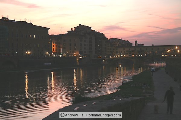 Arno River at dusk, Florence, Tuscany, Italy
