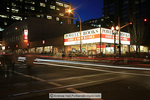 Powell's Books, Burnside, at Night, Portland
