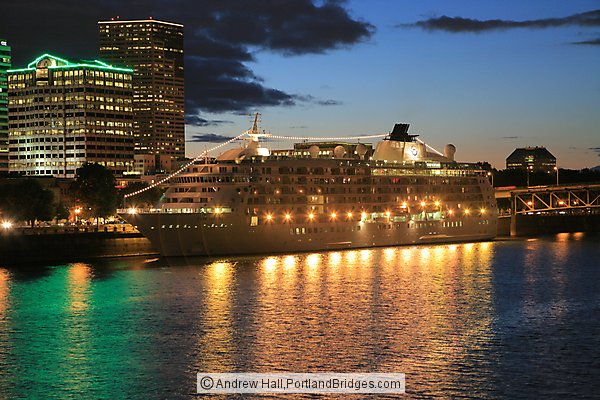 The World Cruise Ship, Docked, Willamette River, Night, Portland, Oregon, June 2009