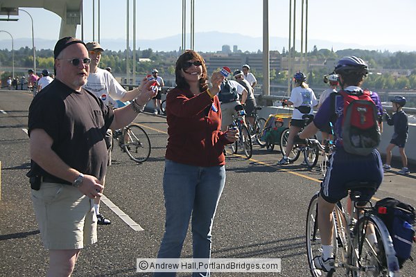 On Fremont Bridge during Bridge Pedal, 2004 (Portland, Oregon)