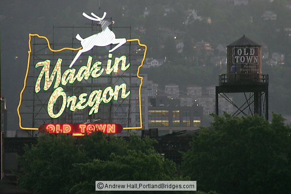 Made in Oregon Sign, Dusk (Portland, Oregon)