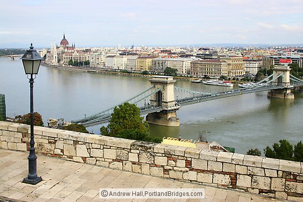 Chain Bridge from Viewpoint, Daytime, Budapest