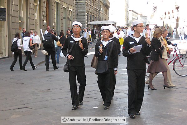 Japanese Sailors eating ice cream in Florence