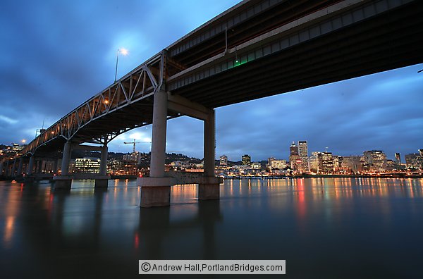 Marquam Bridge, Portland Buildings, Willamette River, Dusk