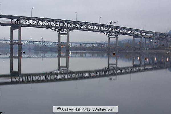 Marquam Bridge, Willamette River Reflection (Portland, Oregon)