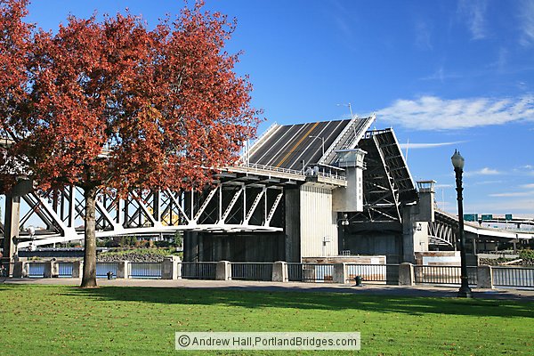 Morrison Bridge, Raised, Fall Leaves (Portland, Oregon)