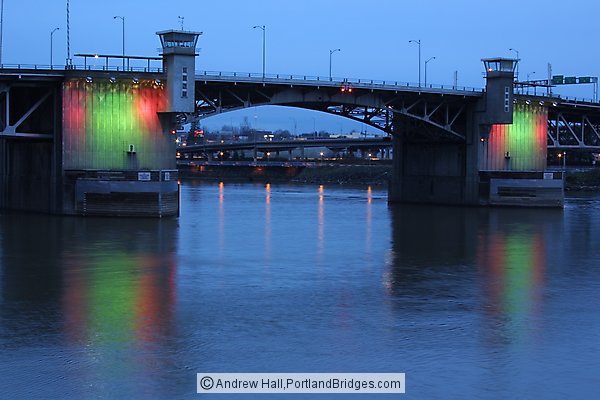 Morrison Bridge, Lighted, Dusk (Portland, Oregon)