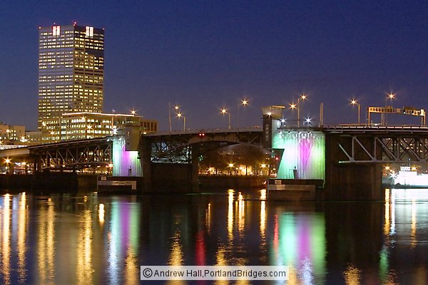 US Bancorp Tower and Morrison Bridge, Lighted (Portland, Oregon)