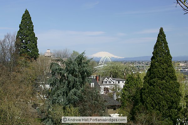 View of Mt. Saint Helens, Fremont Bridge, Trees (Portland, Oregon)