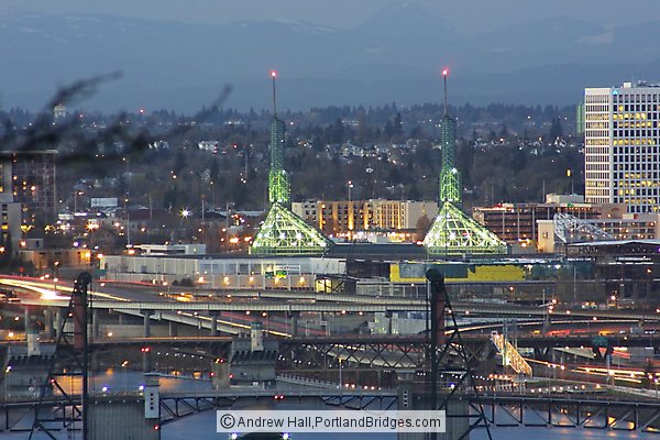 Hawthorne Bridge and Oregon Convention Center, Dusk (Portland, Oregon)
