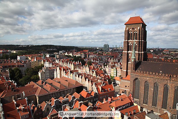 Gdansk, View from Main Town Hall, St. Mary's Church