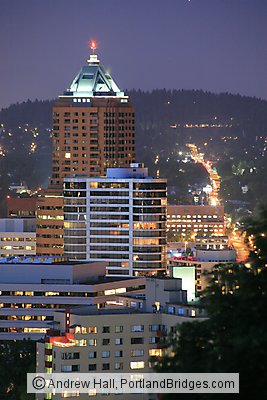KOIN Tower, Portland, Dusk