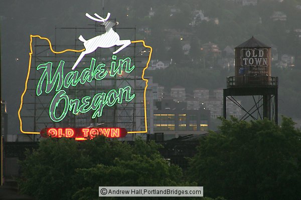 Made in Oregon Sign, Dusk (Portland, Oregon)