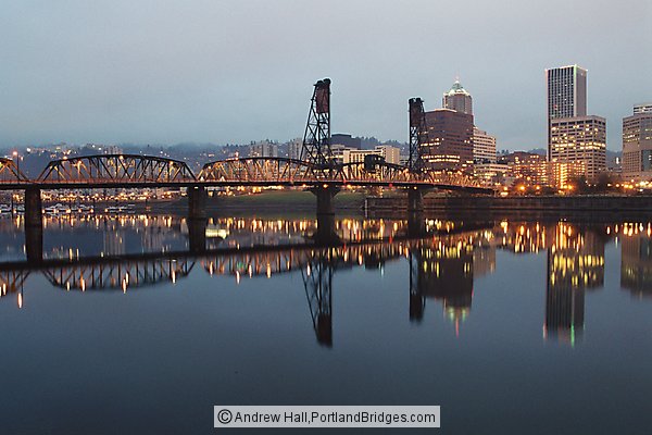 Portland Cityscape, Daybreak, Reflections, Willamette River