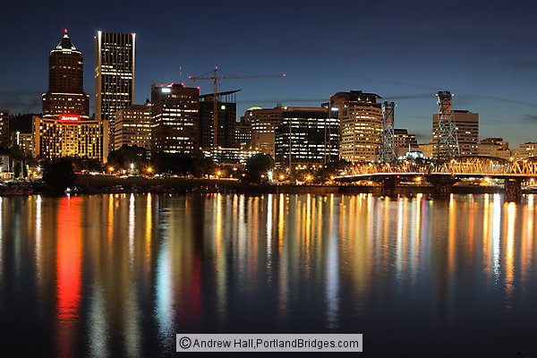 Portland Cityscape from OMSI, Reflection, Dusk