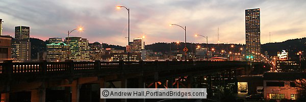 Portland Cityscape, Burnside Bridge, Portland Oregon Sign, Panorama