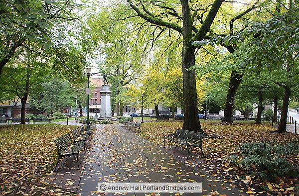 Lownsdale Square, Fall Leaves, Downtown Portland