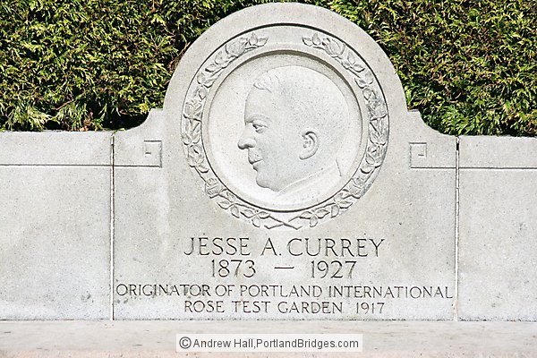 Jesse A. Currey Plaque, Portland International Rose Test Garden