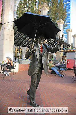 Umbrella Man, Portland, Pioneer Courthouse Square