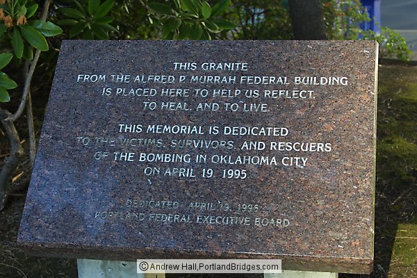 Granite from Murrah Federal Building, Commemorative Plaque, Portland