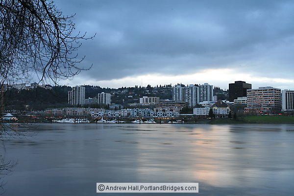 Riverplace and Portland Center Apartments, Willamette River, Dusk