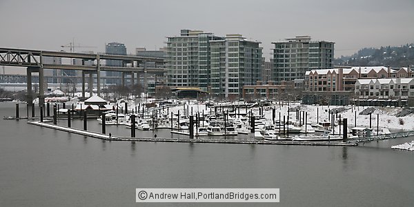 The Strand, Portland, Oregon, Riverplace Marina, Snow