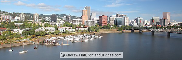 Portland Cityscape Panoramic, Riverplace, from Marquam Bridge