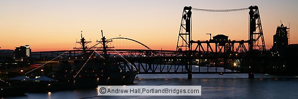 Steel Bridge, Sunset, Rose Festival Fleet (Portland, Oregon)
