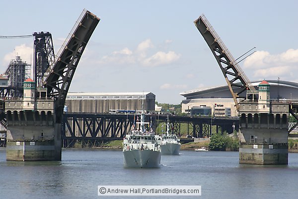 Ship, Burnside Bridge, Raised, Fleet Week 2005 (Portland, Oregon)