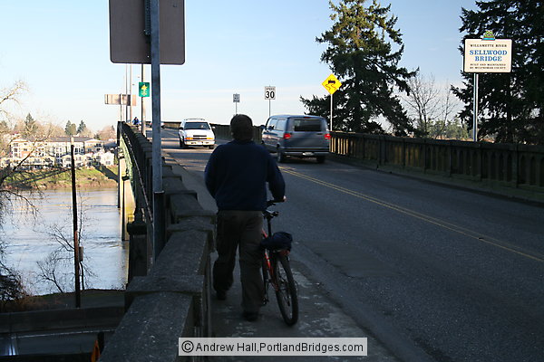 Bicyclist on Old Sellwood Bridge (Portland, Oregon)