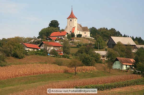 Fall Countryside, Church, Field, Stajerska, Slovenia