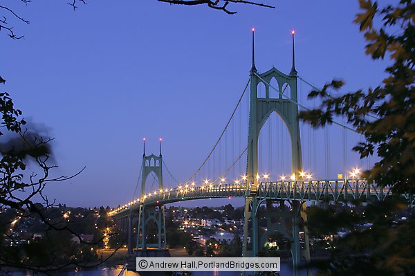 St. Johns Bridge, Lights, Dusk