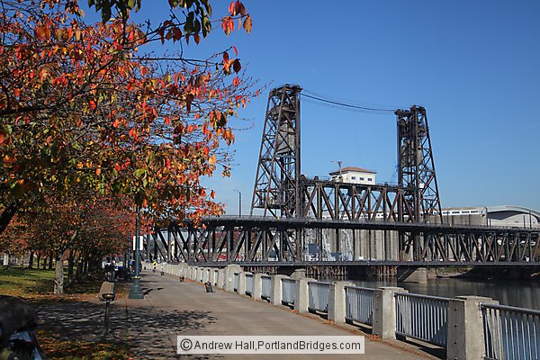 Steel Bridge, Fall Leaves, Tom McCall Waterfront Park, Portland