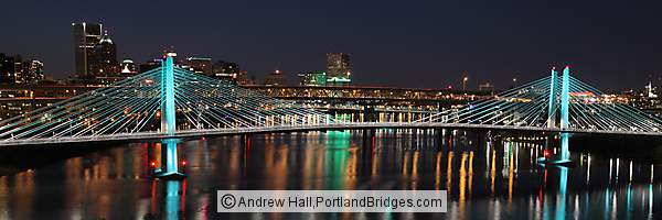 Tilikum Crossing Bridge, Portland Buildings, Dusk