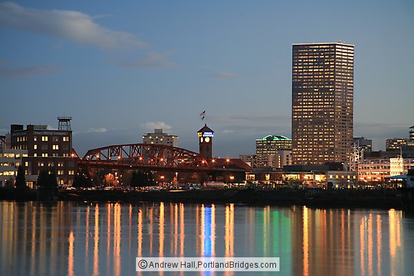 Portland Buildings, River Reflections, Dusk