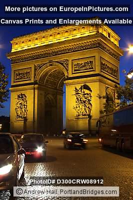 Arc de Triomphe, Paris, Dusk