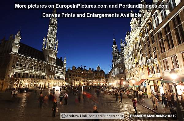 Grand Place, Town Hall at Dusk, Brussels