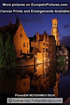 Bell Tower, Reflection, Dusk, Brugge